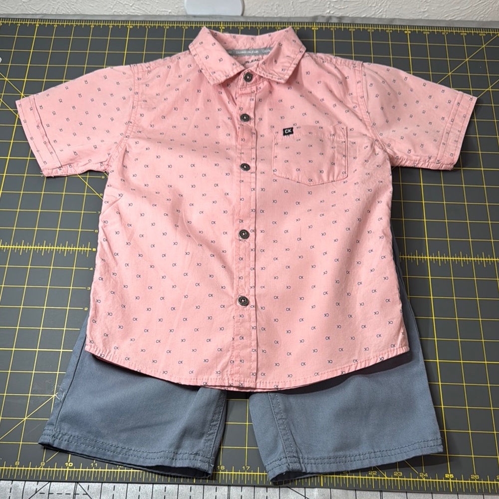 Calvin Klein Pink Button Down Shirt with Subtle Pattern
